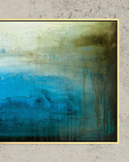 Ancient Water Horizon canvas print detail in natural wood frame