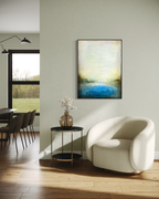 Ancient Water abstract cenote fine art canvas print in a modern white interior