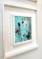Aqua Study is a modern aqua blue and black painting by contemporary artist Jen Muse