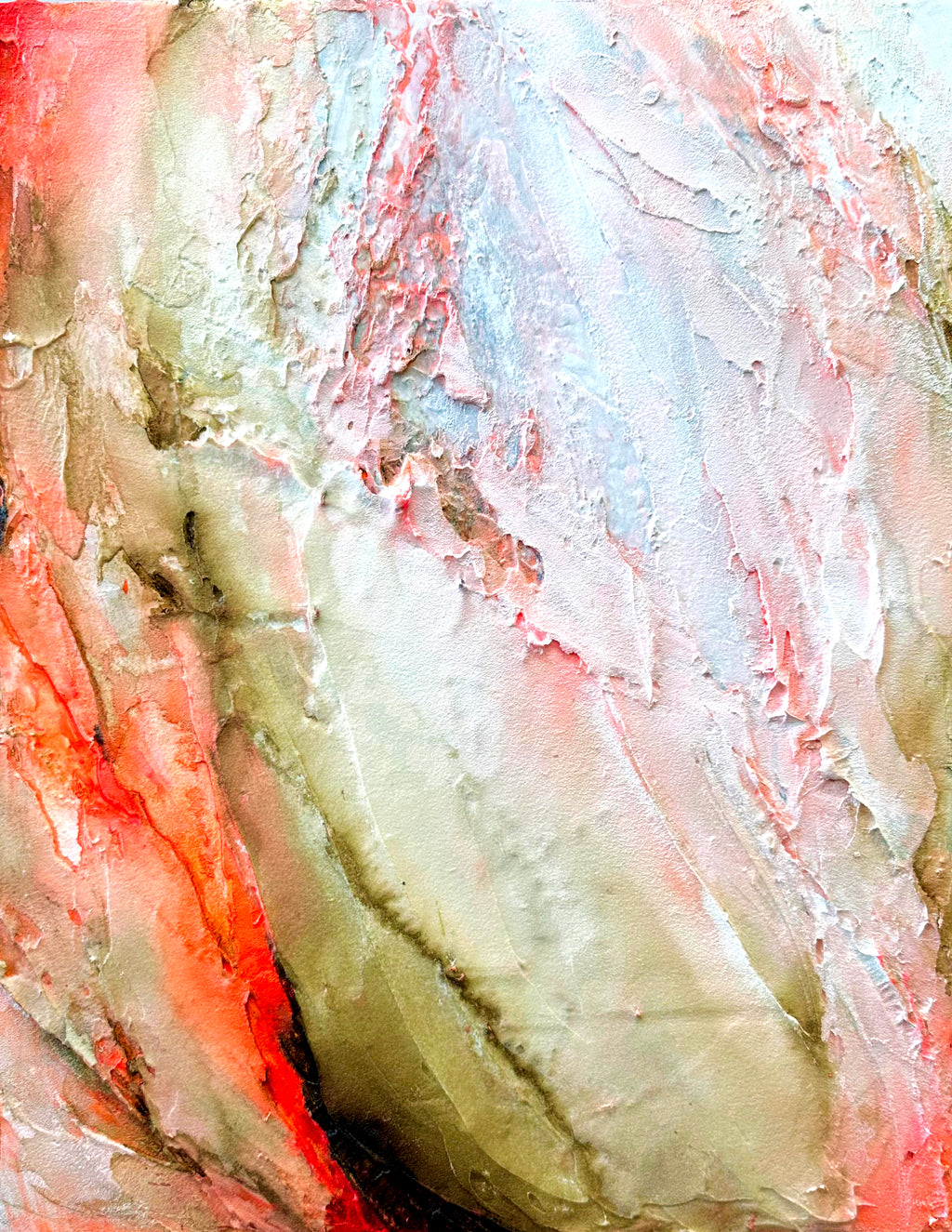 Becoming Bloom is heavily textured abstract painting by artist Jen Muse