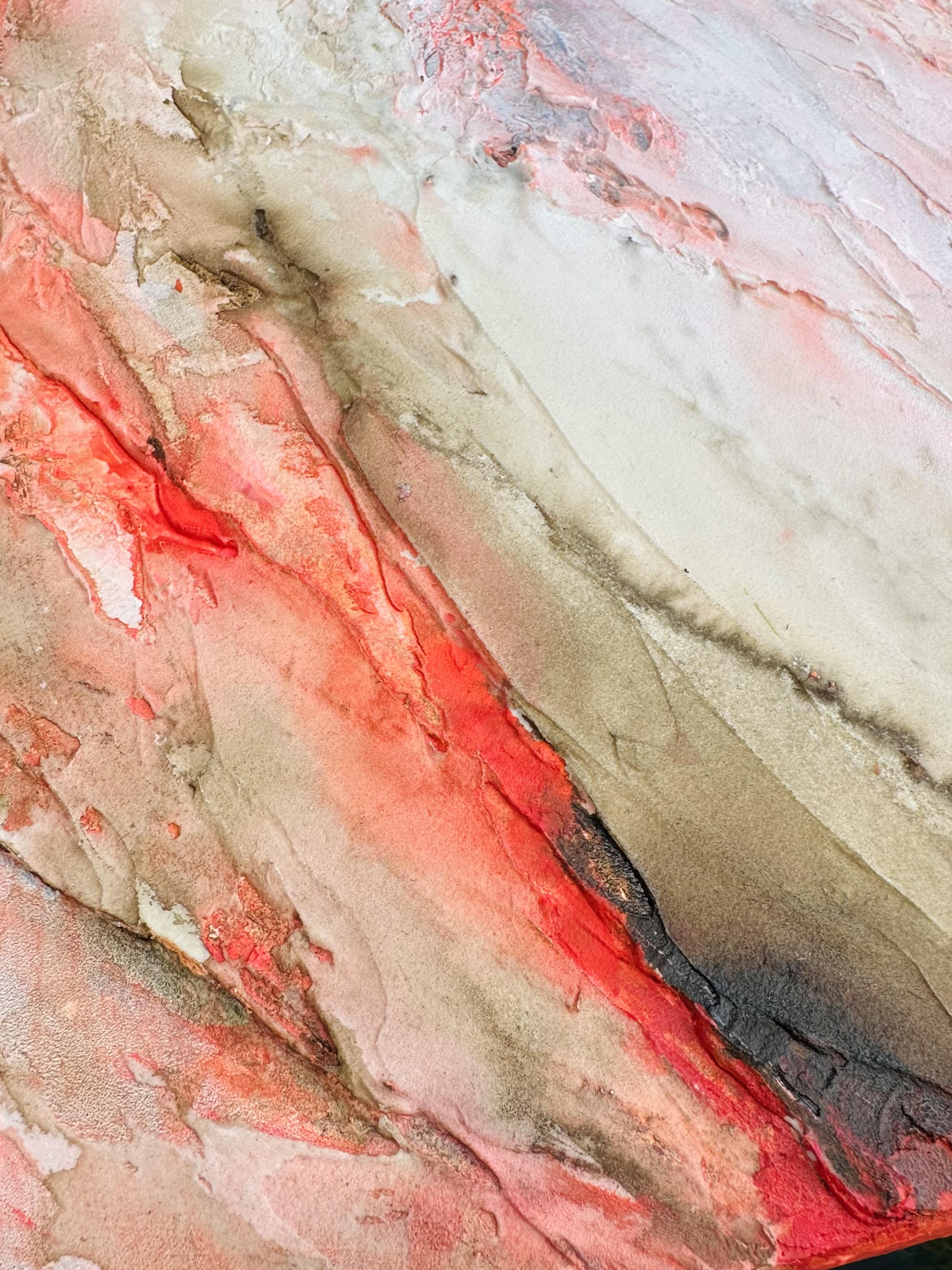 Up-close texture details and colors of Becoming Bloom by artist Jen Muse