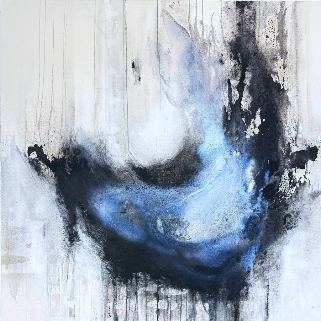 Coming Undone abstract charcoal painting by Jen Muse