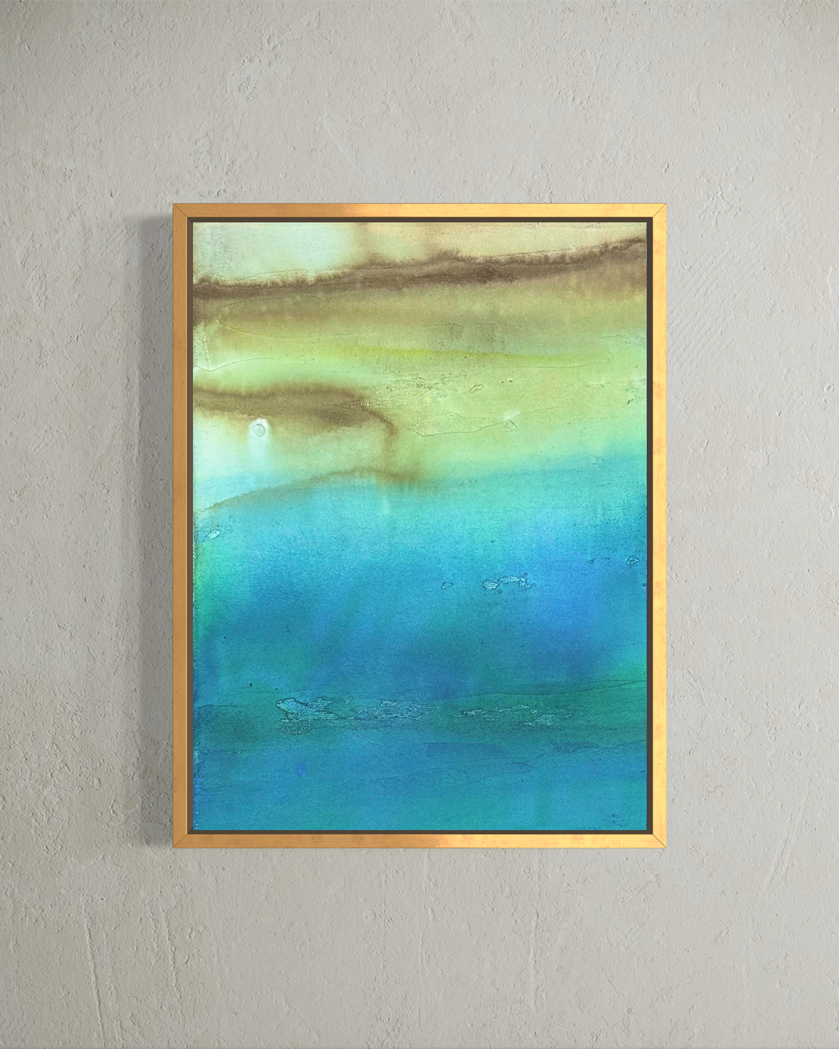 Hidden Waters #2 Canvas Print framed in gold by artist Jen Muse