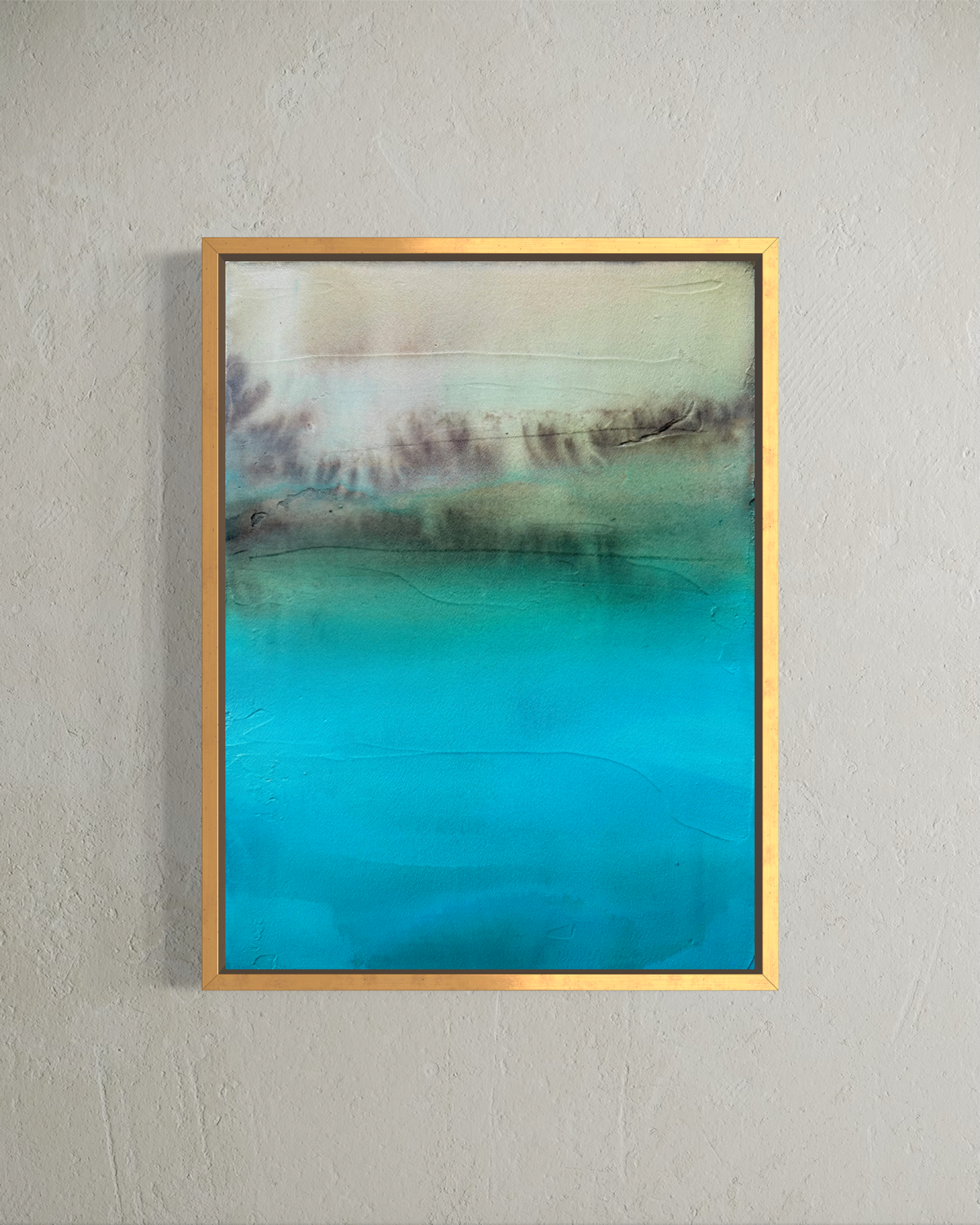 Enlarged detail from Hidden Waters abstract cenote painting in gold