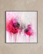 Pink Evanescence fine art canvas print abstract bloom in black frame