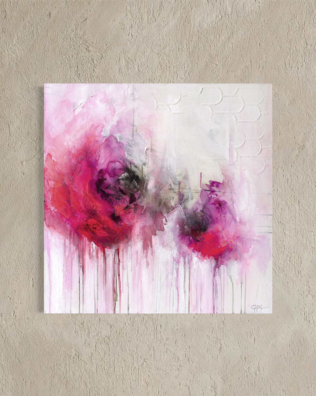 Pink Evanescence fine art canvas print abstract bloom by artist Jen Muse