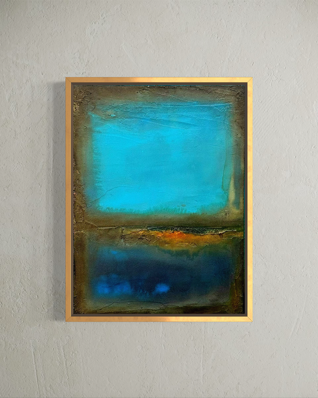Precious Moment abstract canvas print in a gold frame by artist Jen Muse