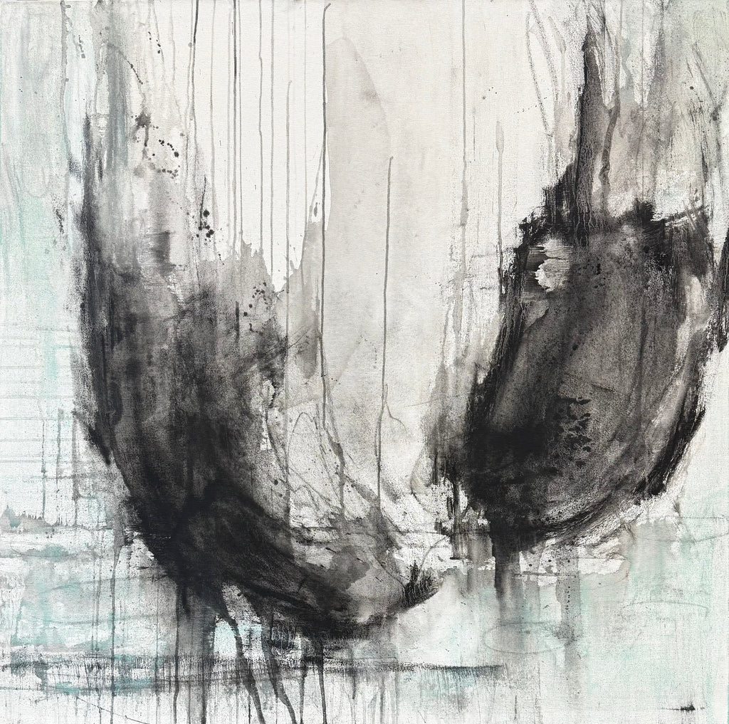 Soaring charcoal abstract painting by Jen Muse