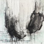 Soaring charcoal abstract painting by Jen Muse