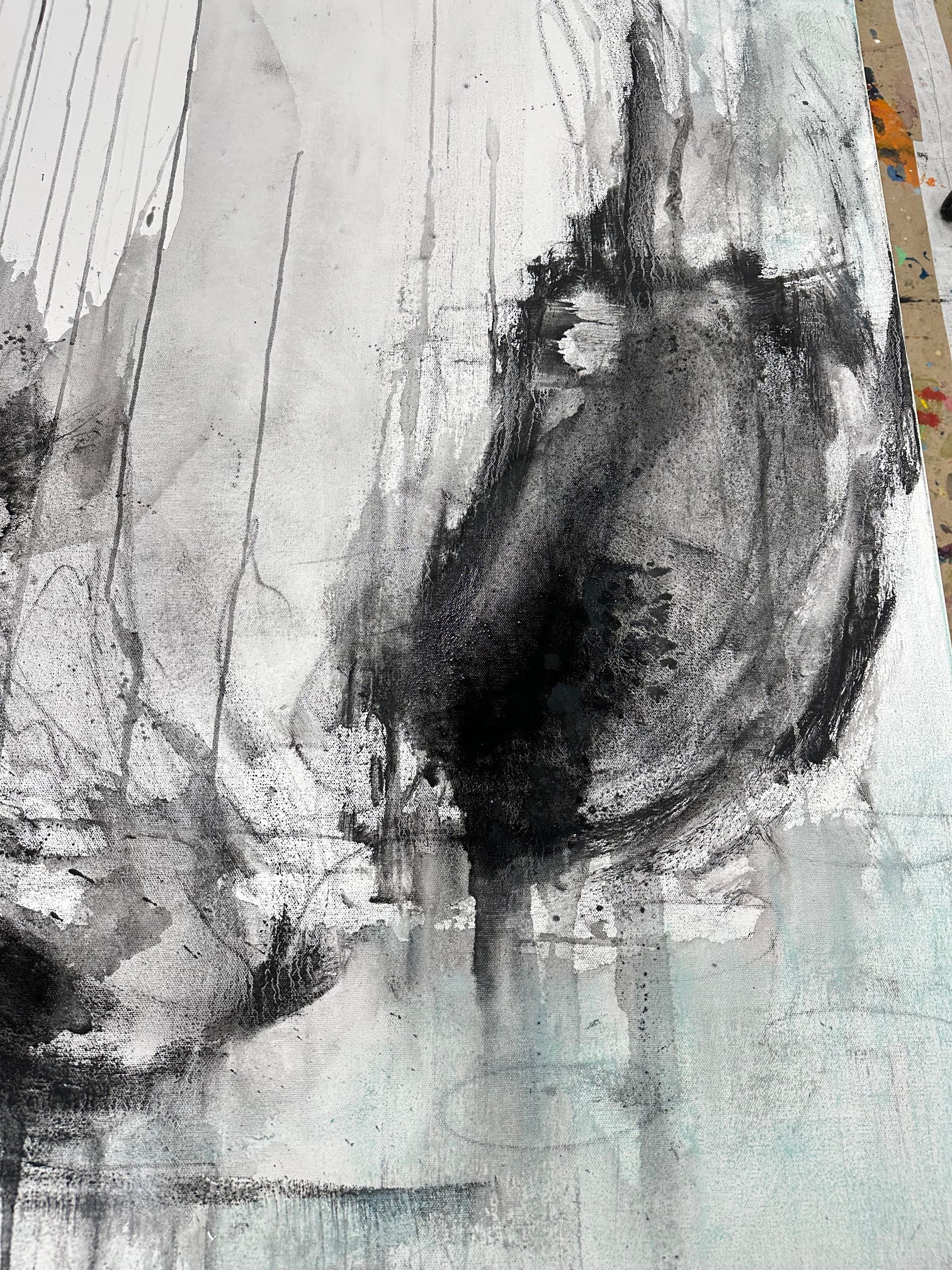 Soaring charcoal texture detail with expressive marks