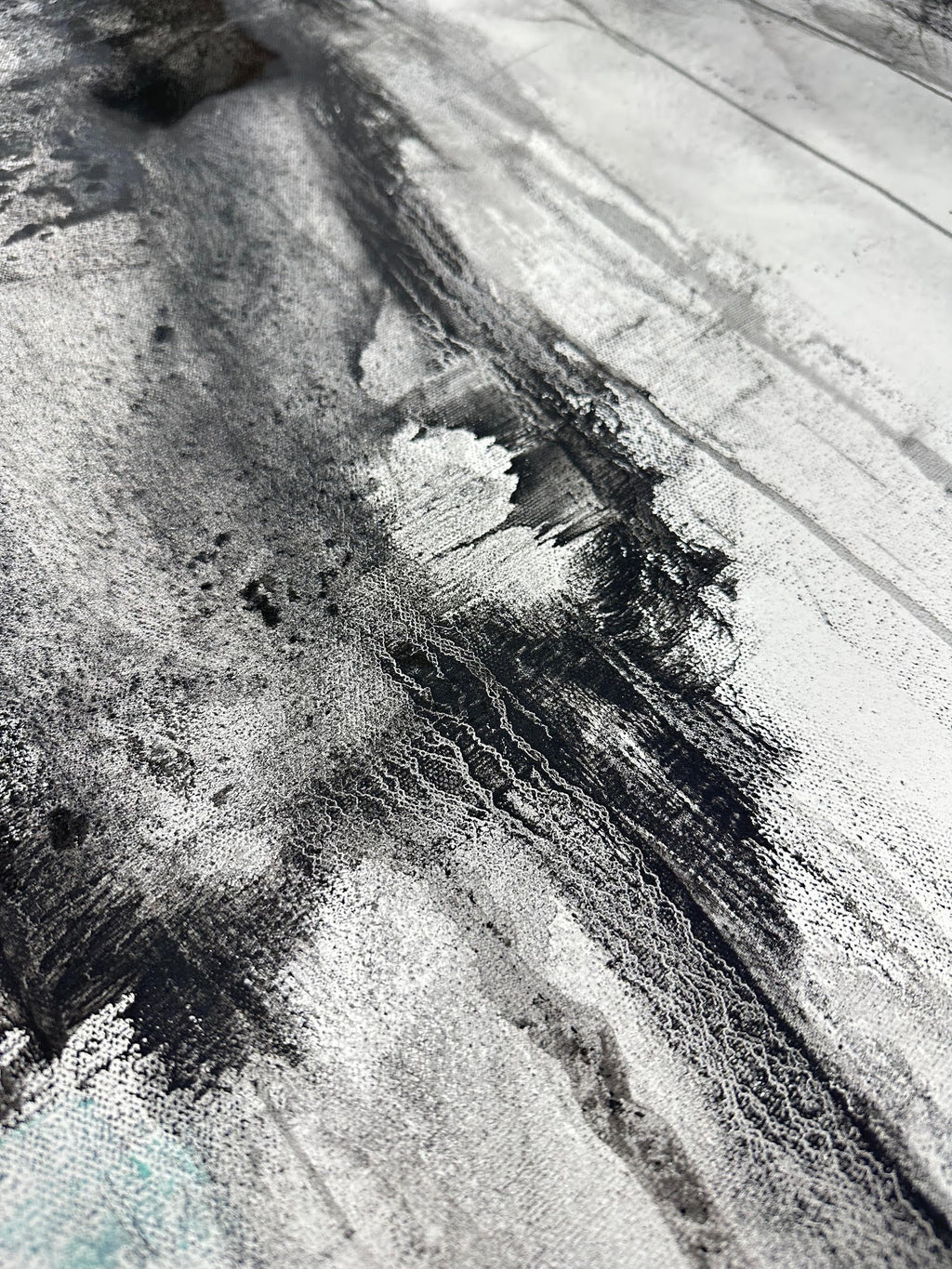 Soaring charcoal texture detail with drips