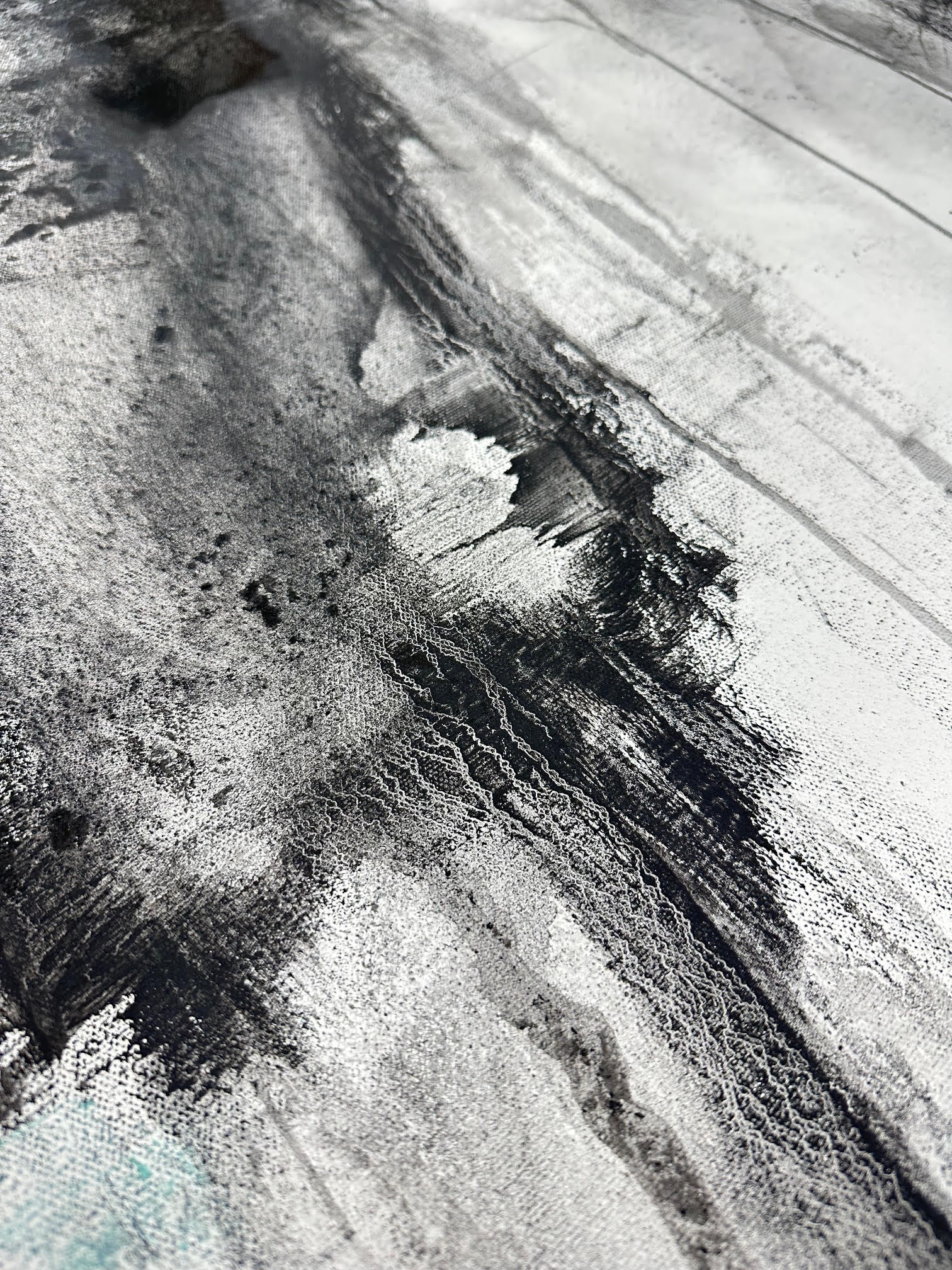 Soaring charcoal texture detail with drips