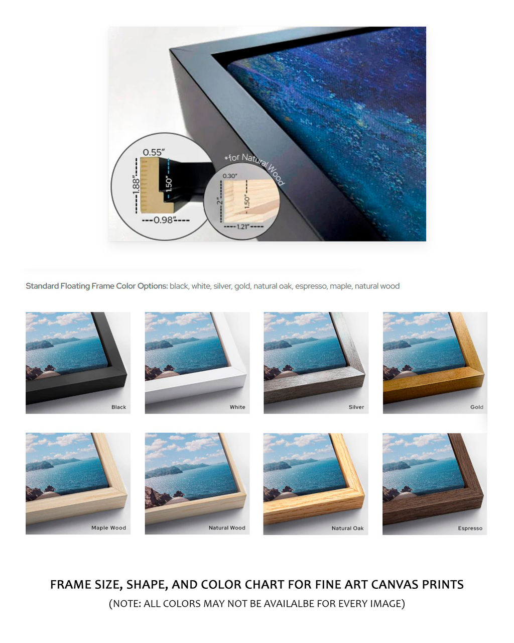 Float frame options for canvas prints by Jen Muse