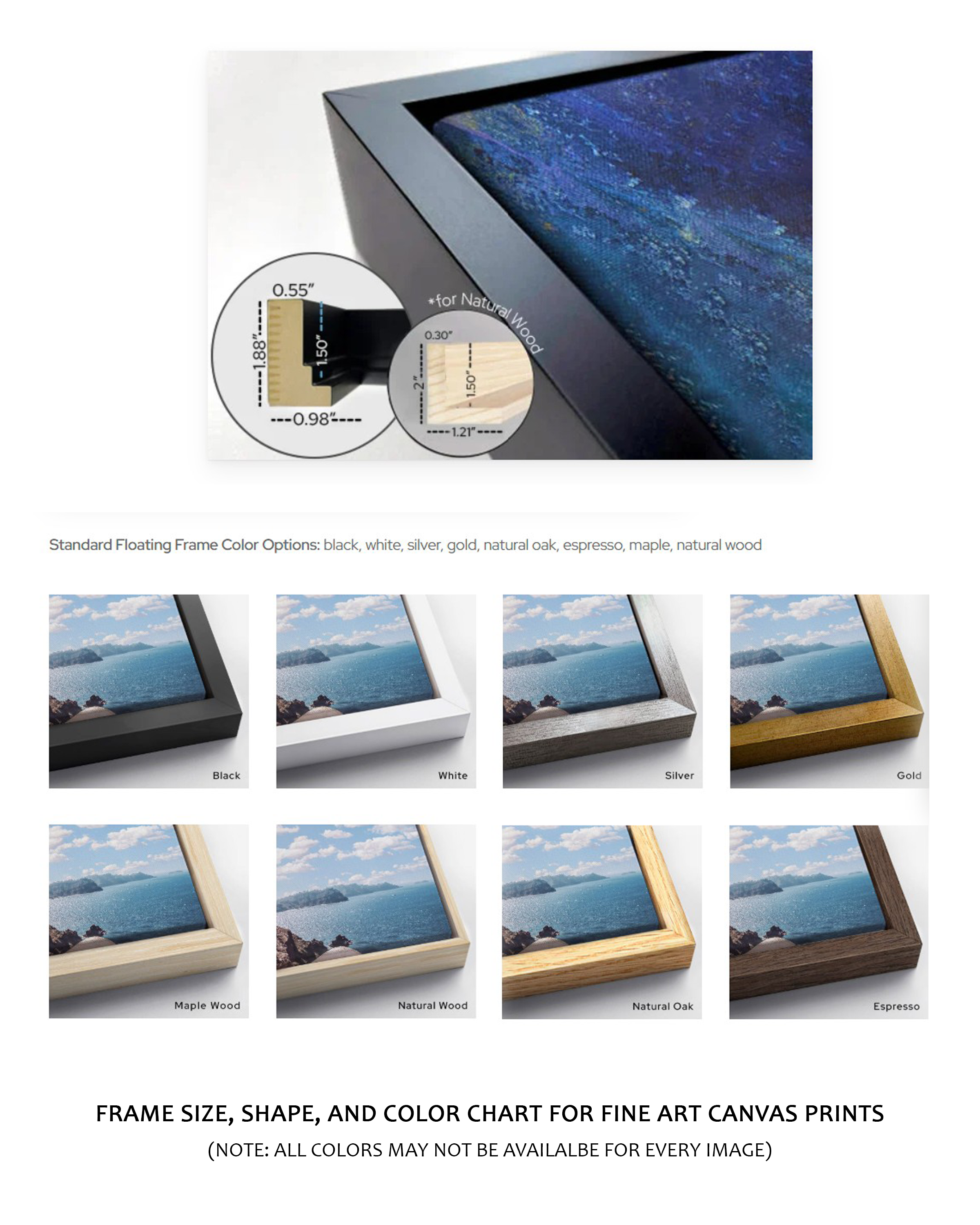 Float frame options for canvas prints by Jen Muse