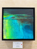 swept is a aqua blue green and black abstract painting by abstract artist Jen Muse