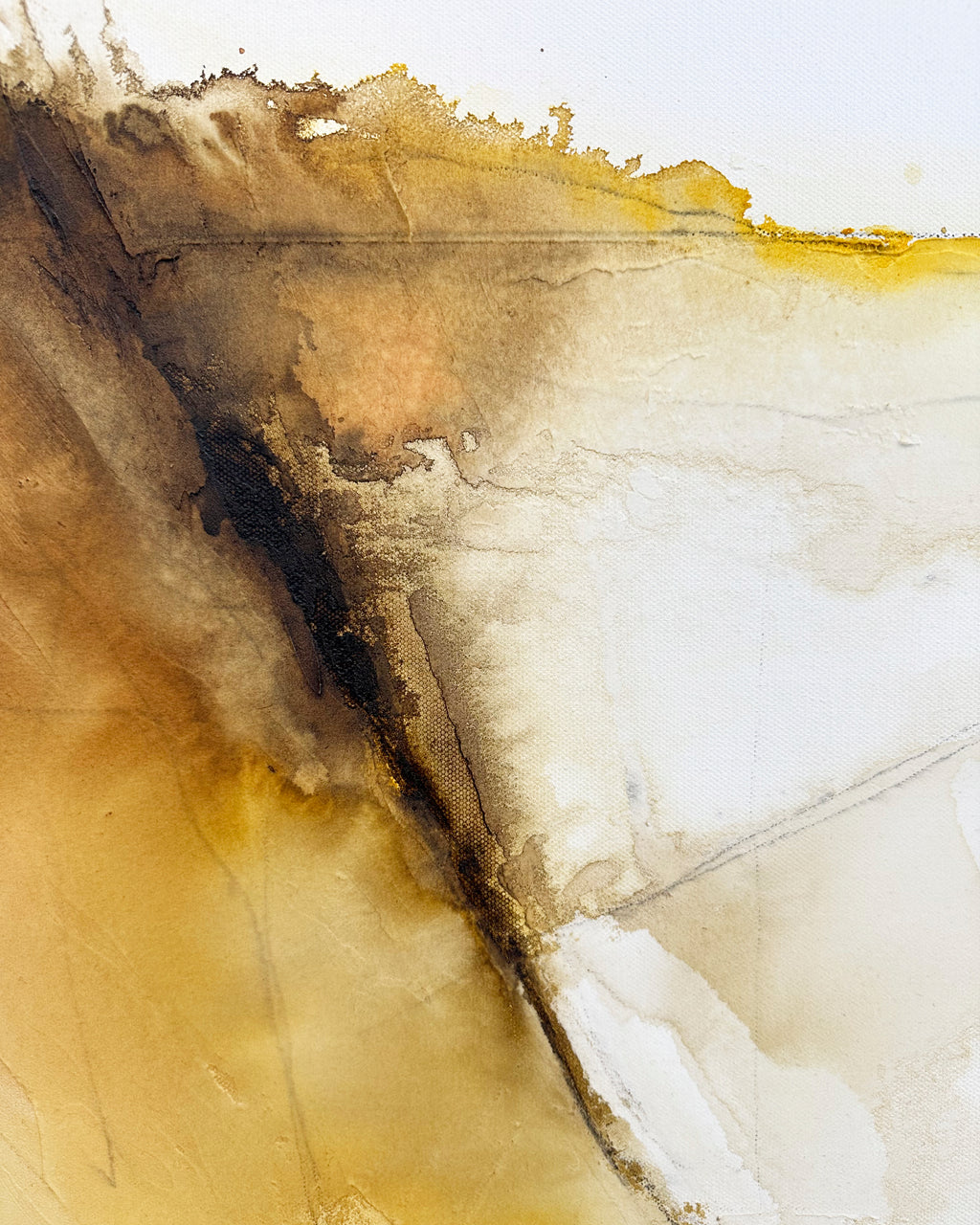 Up-Close details of the abstract painting The Dune by artist Jen Muse