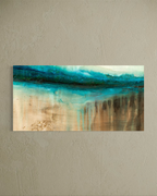 The Flow of Time painting of water and stone, inspired by the Cenotes of Mexico. UnFramed Fine Art Print on Canvas by artist Jen Muse.