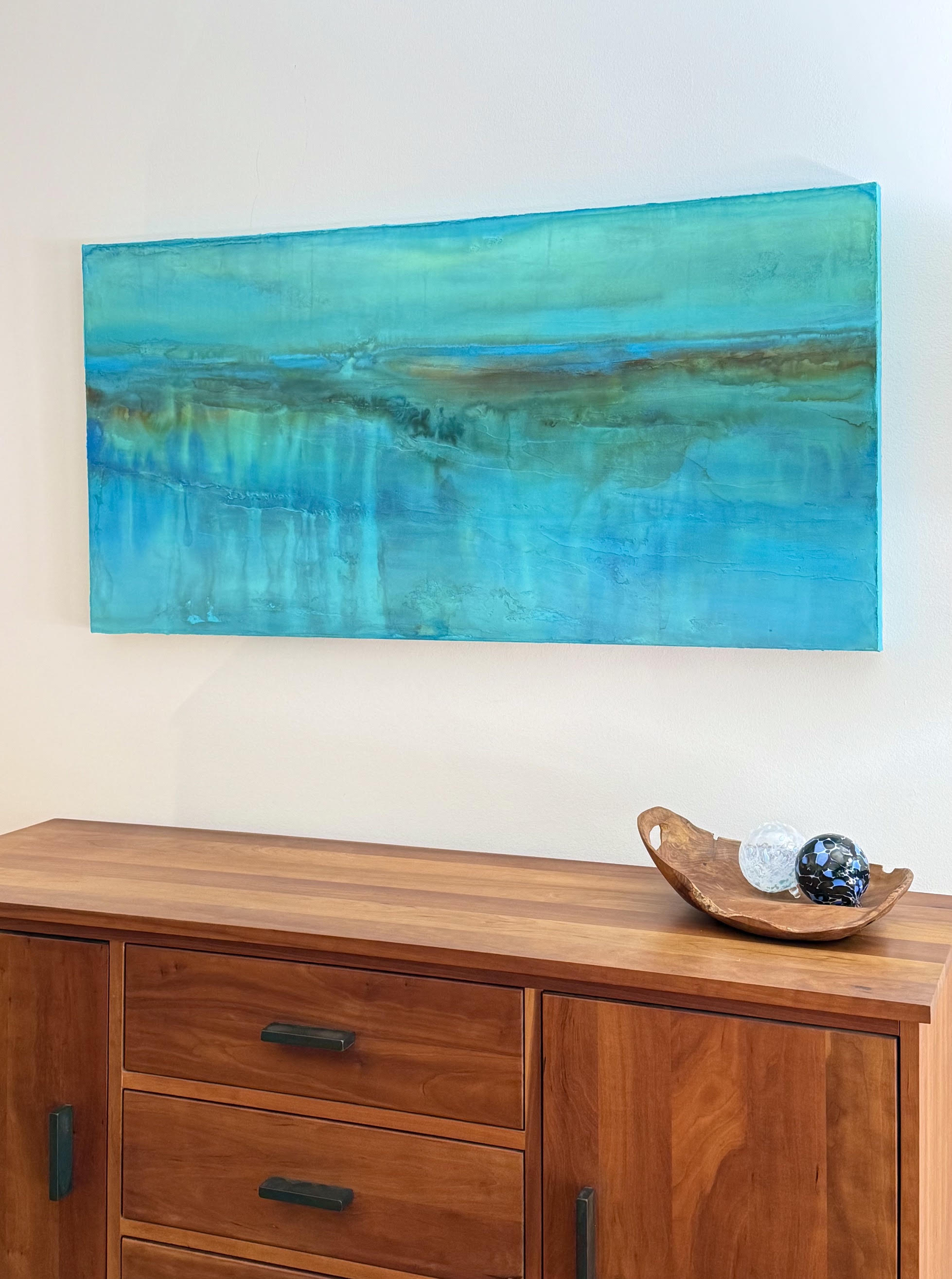 The Hidden River Kantun Chi inspired abstract painting by artist Jen Muse