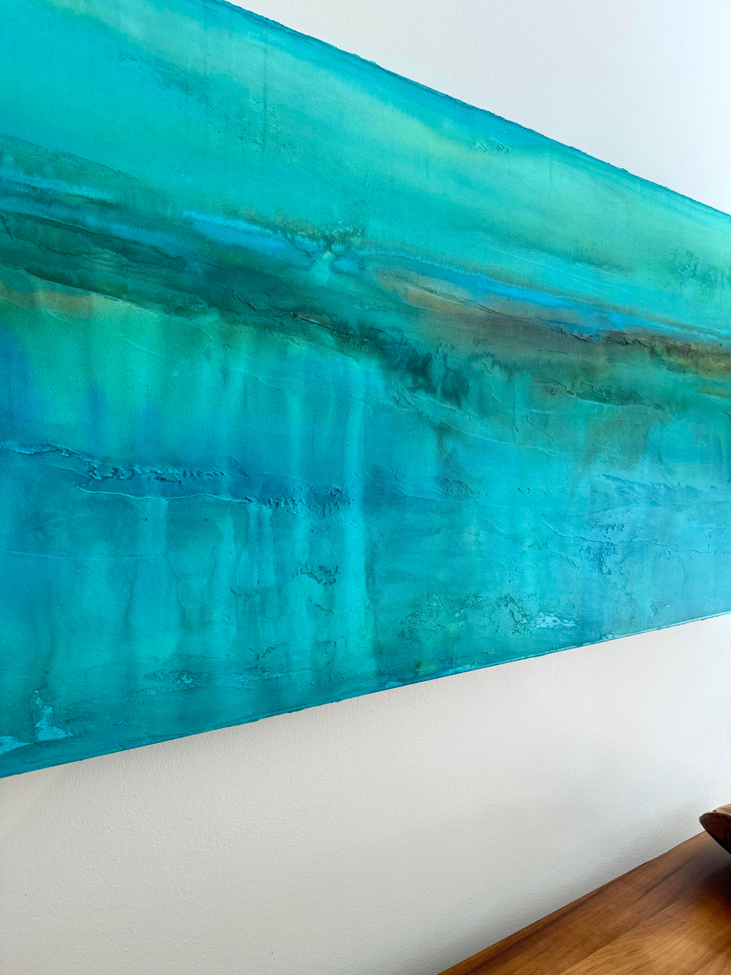 Up close water details of The Hidden River by abstract artist Jen Muse