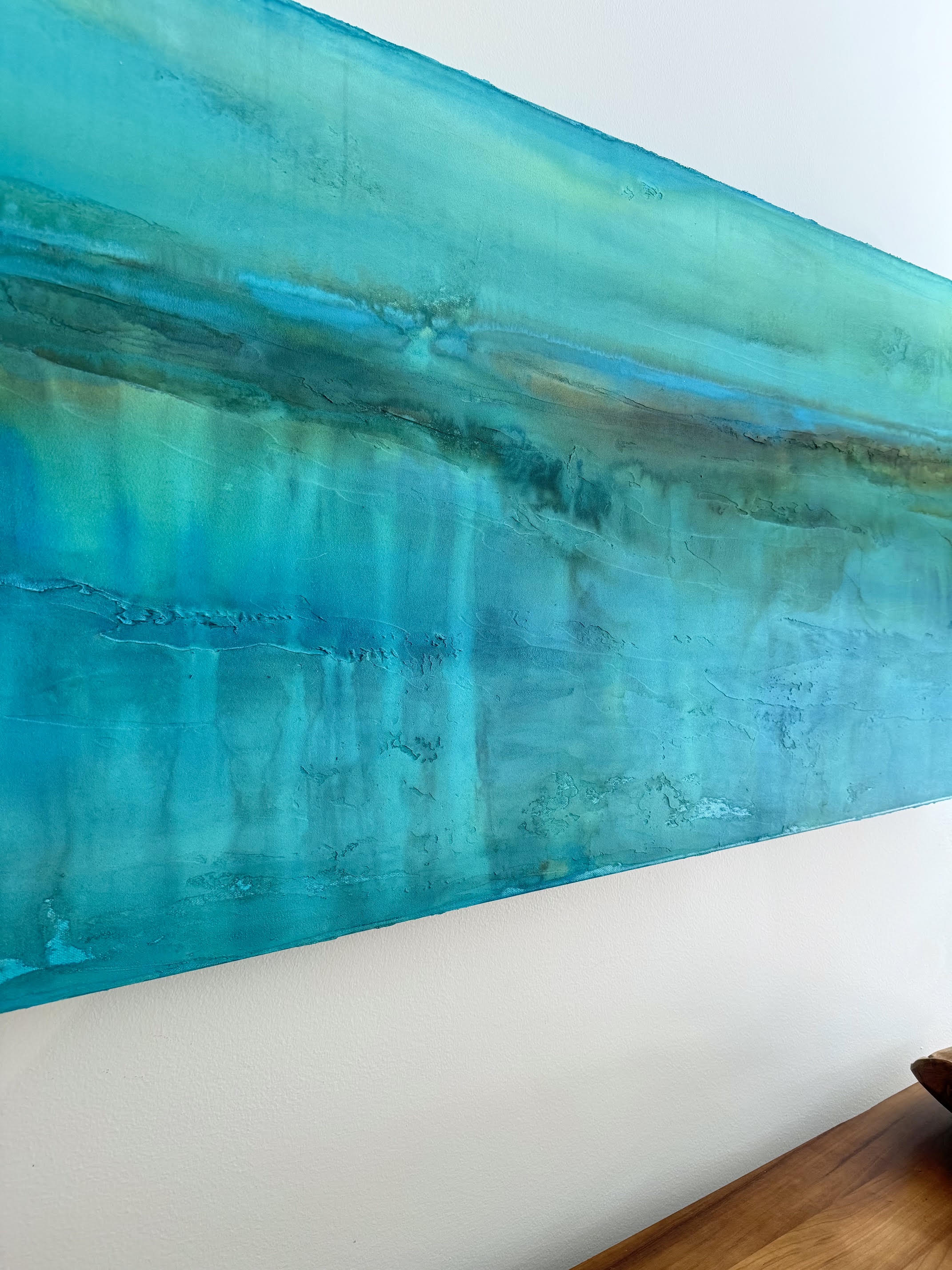 Up close water details of The Hidden River by abstract artist Jen Muse