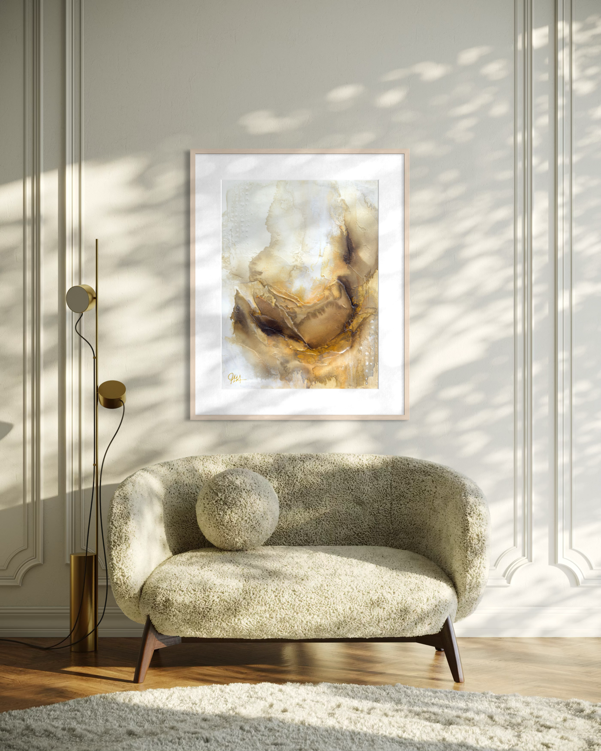 Warm and Cozy modern bloom fine art print in wood frame by jen muse