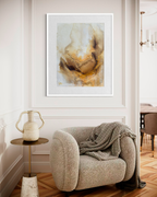 Warm and Cozy modern bloom fine art print in white wood and modern lounge