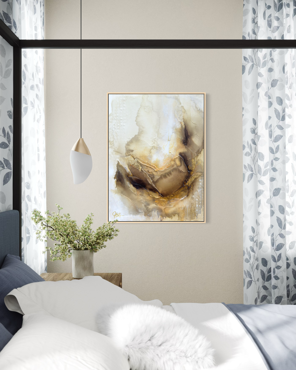 ペン画　30x40cm Warm and Cozy - Canvas Print by artist Jen Muse – Studio Muse