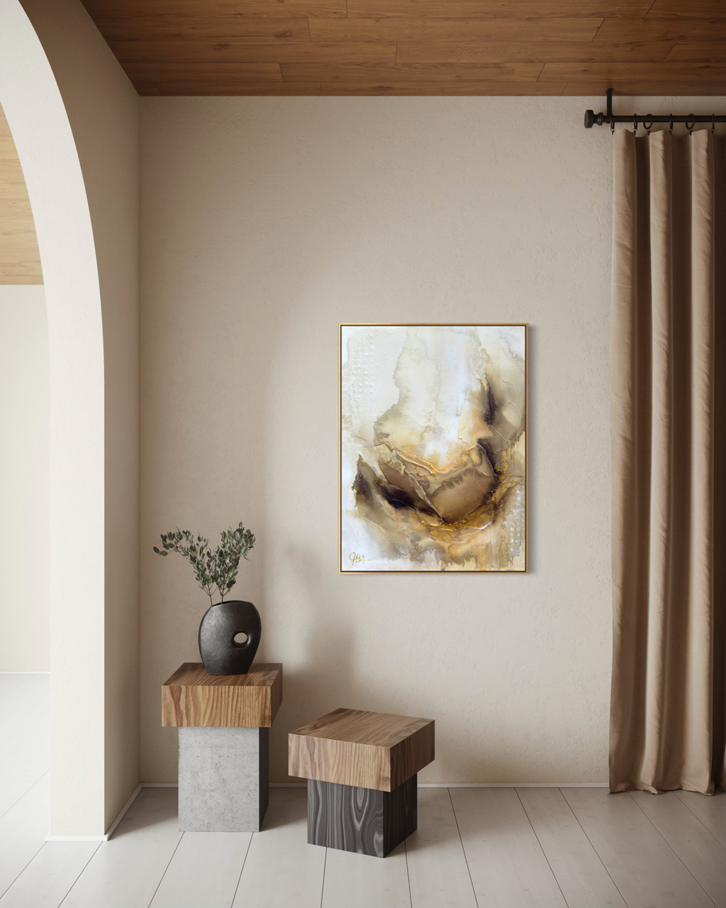 Warm and cozy print on canvas in a modern loft
