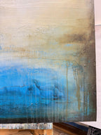 close up detail of the original abstract cenote painting by artist Jen Muse
