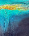 Beneath mixed media ocean abstract painting textured details