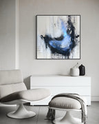 Coming Undone fluid charcoal painting in modern living space
