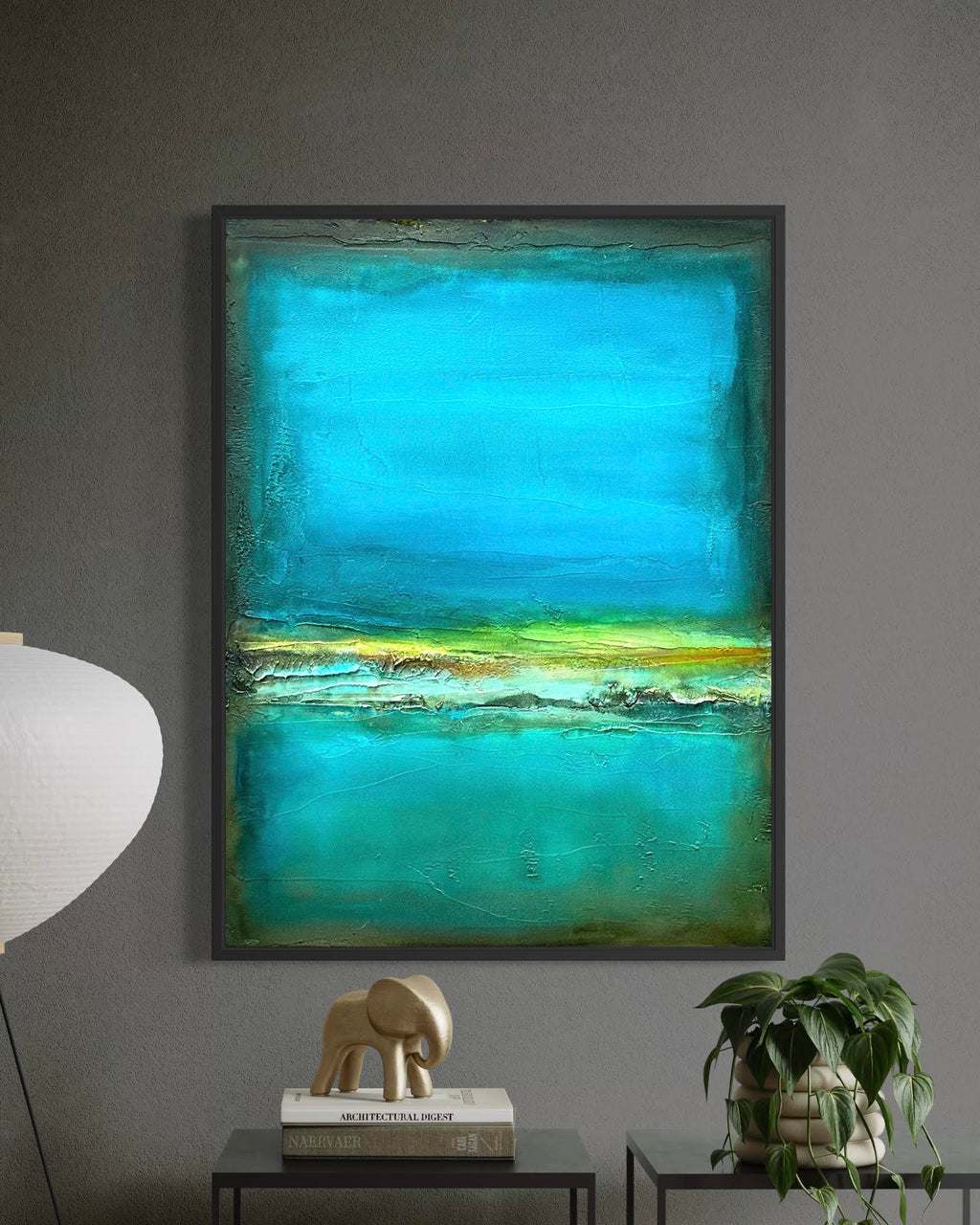 Contemplation in Aqua is a modern zen painting for modern interiors by artist Jen Muse