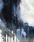 Enduring Charcoal Painting Detail with black white and blue