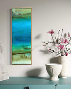 Cenote inspired abstract painting in modern dining room