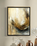 In Repose Abstract Gold Bloom modern floating frame