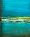 Contemplation in Aqua, close up texture details of vibrant band. 
