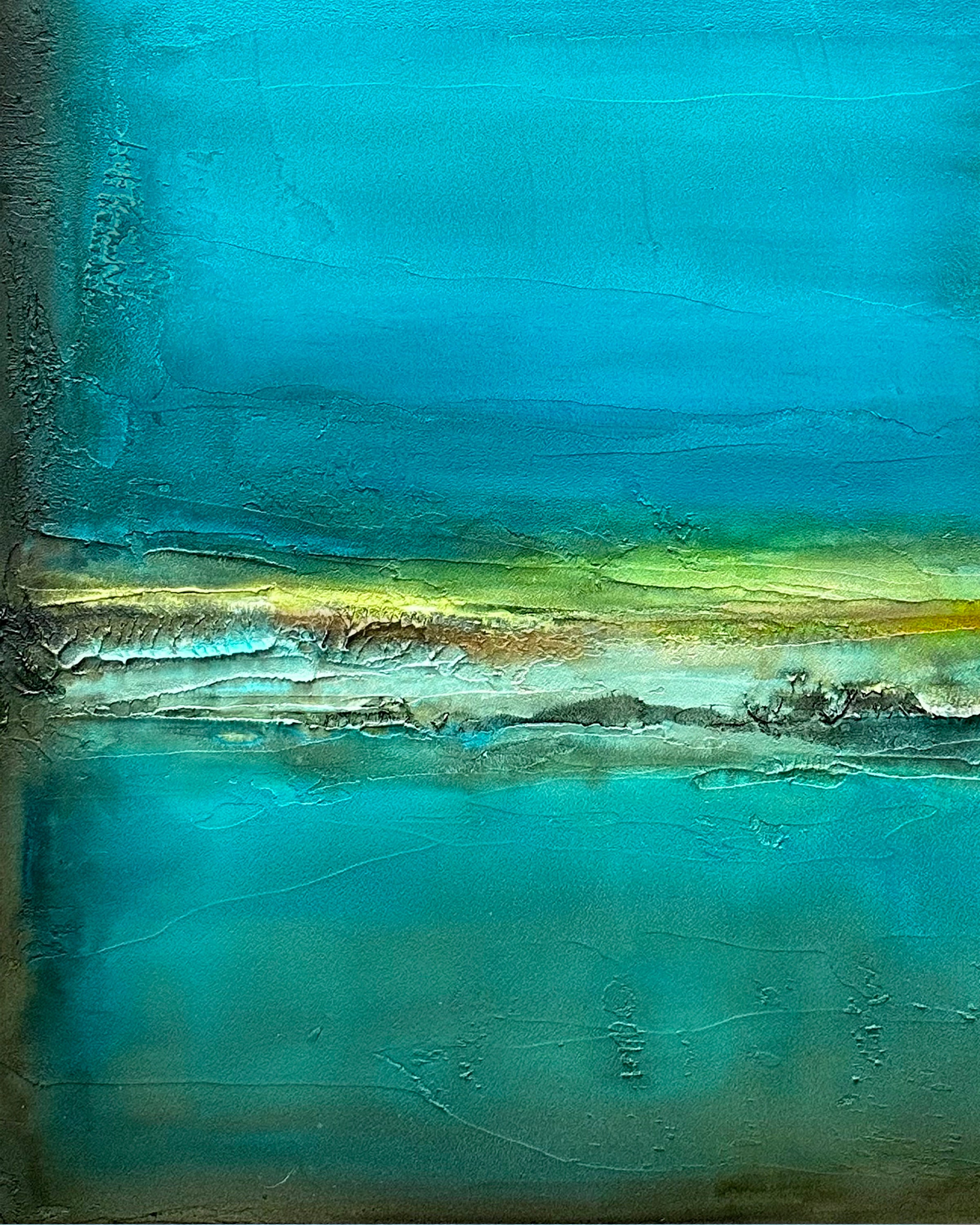 Contemplation in Aqua, close up texture details of vibrant band. 