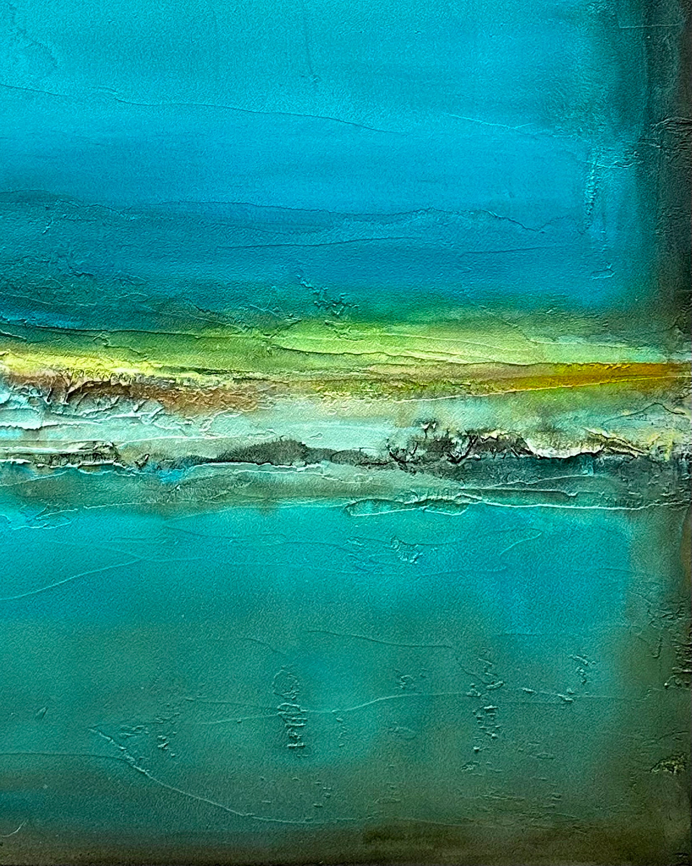 Contemplation in Aqua, close up texture details sculpted by Jen Muse