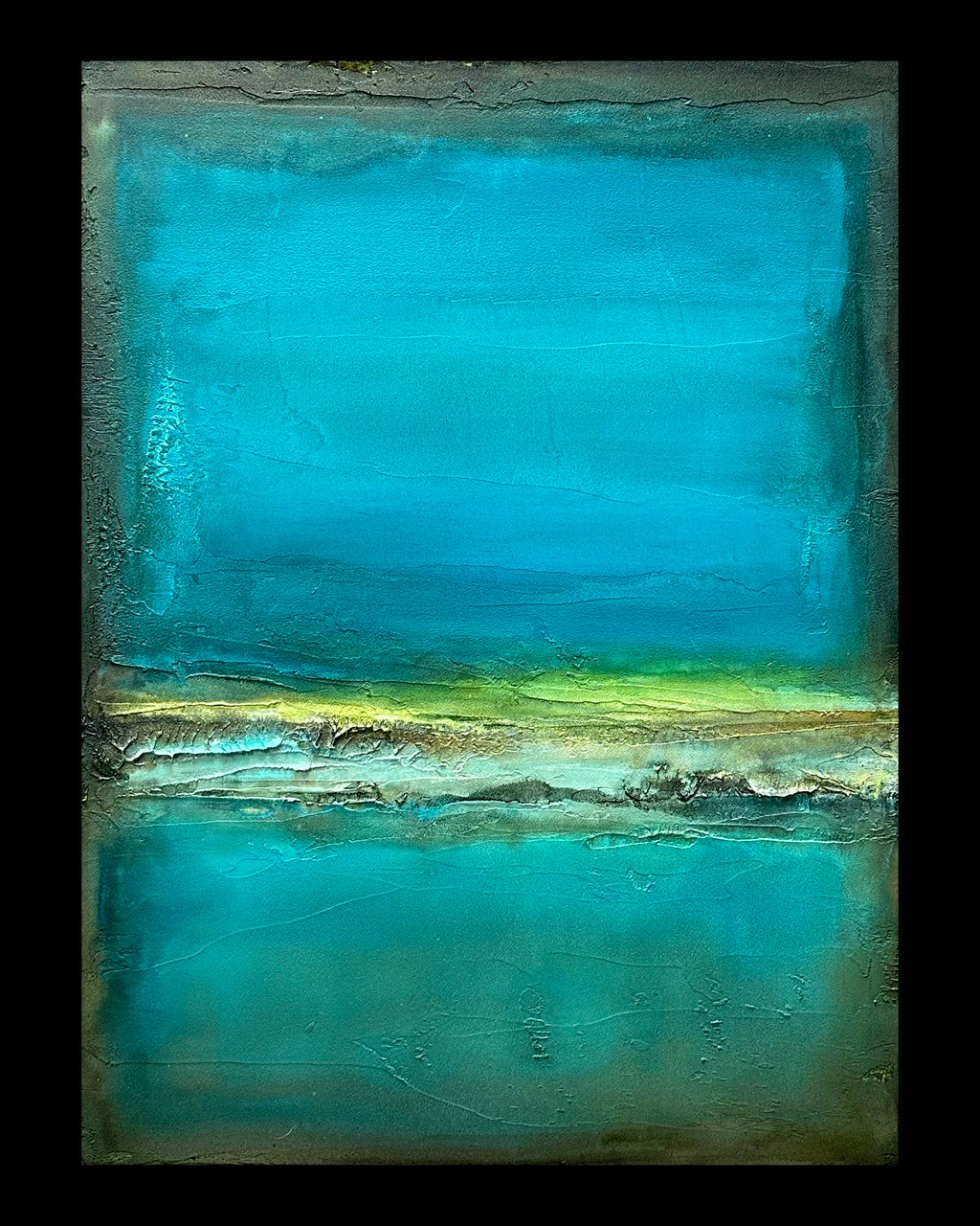 Contemplation in Aqua, a Zen, Abstract acrylic on hardboard by Jen Muse