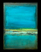 Contemplation in Aqua, a Zen, Abstract acrylic on hardboard by Jen Muse