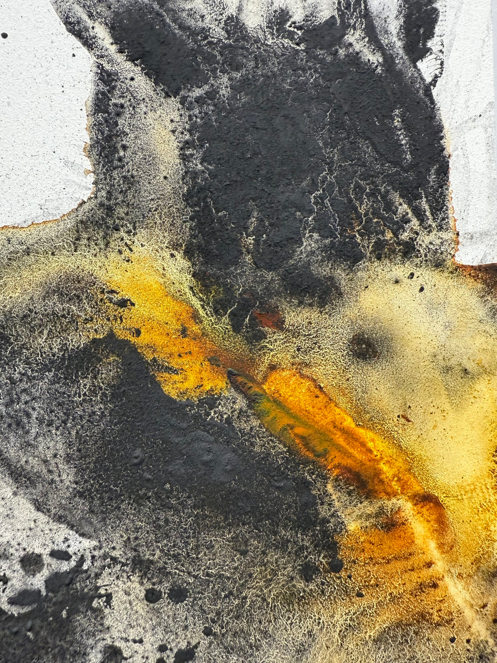 abstract charcoal and acrylic painting details