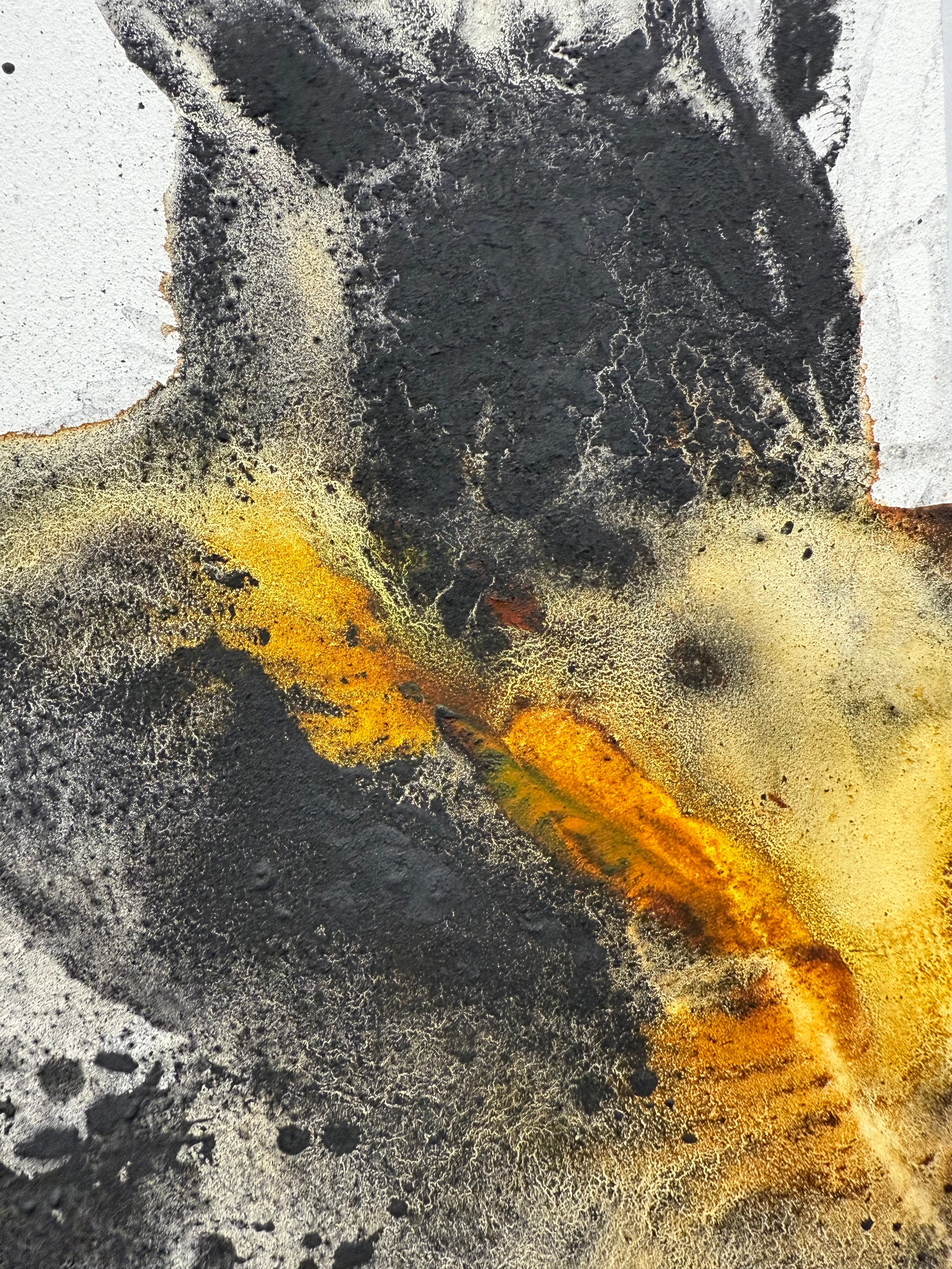 abstract charcoal and acrylic painting details