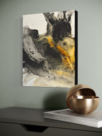 abstract charcoal painting in modern living room