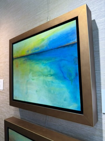 The abstract painting Just Floatin shown at Thresholds exhibitions by artist Jen muse
