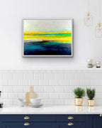Oceanside Earth Edges Collection abstract ocean painting acrylic on canvas in modern kitchen