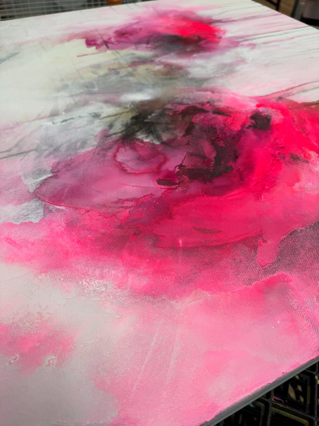 Pink Evanescence abstract floral flowing pink black and white details