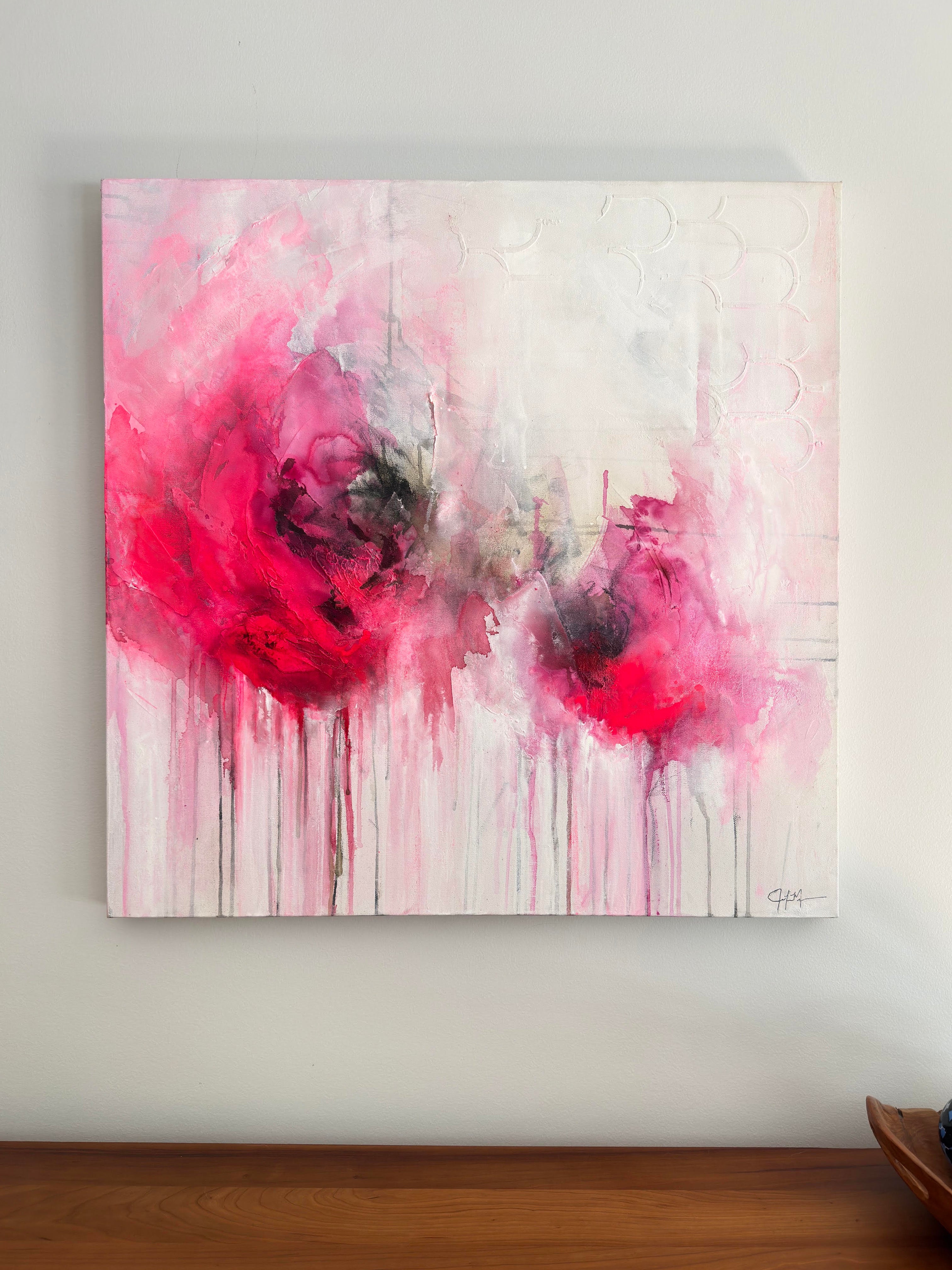 Pink Evanescence is bright abstract bloom painting by artist Jen Muse