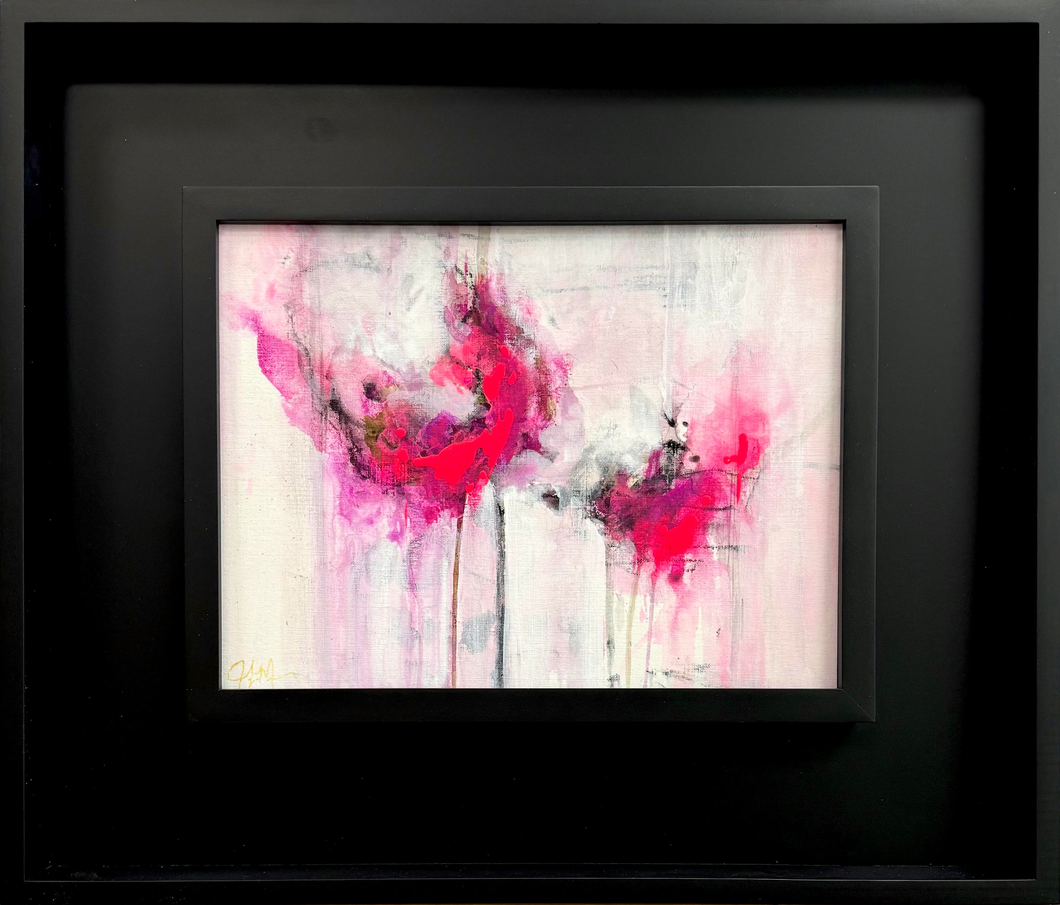 Evanescence Study abstract acrylic and charcoal painting with pink swirling forms by artist Jen Muse