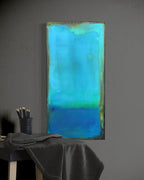 quietly waiting zen abstract shown in  a modern studio by artist jen muse
