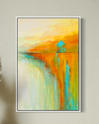 still here abstract barn painting framed in sunlight by midwest artist jen muse
